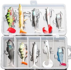 Visaas set voor zalmvissen met 8 realistische siliconen spinning lures voor zoet- en zoutwater