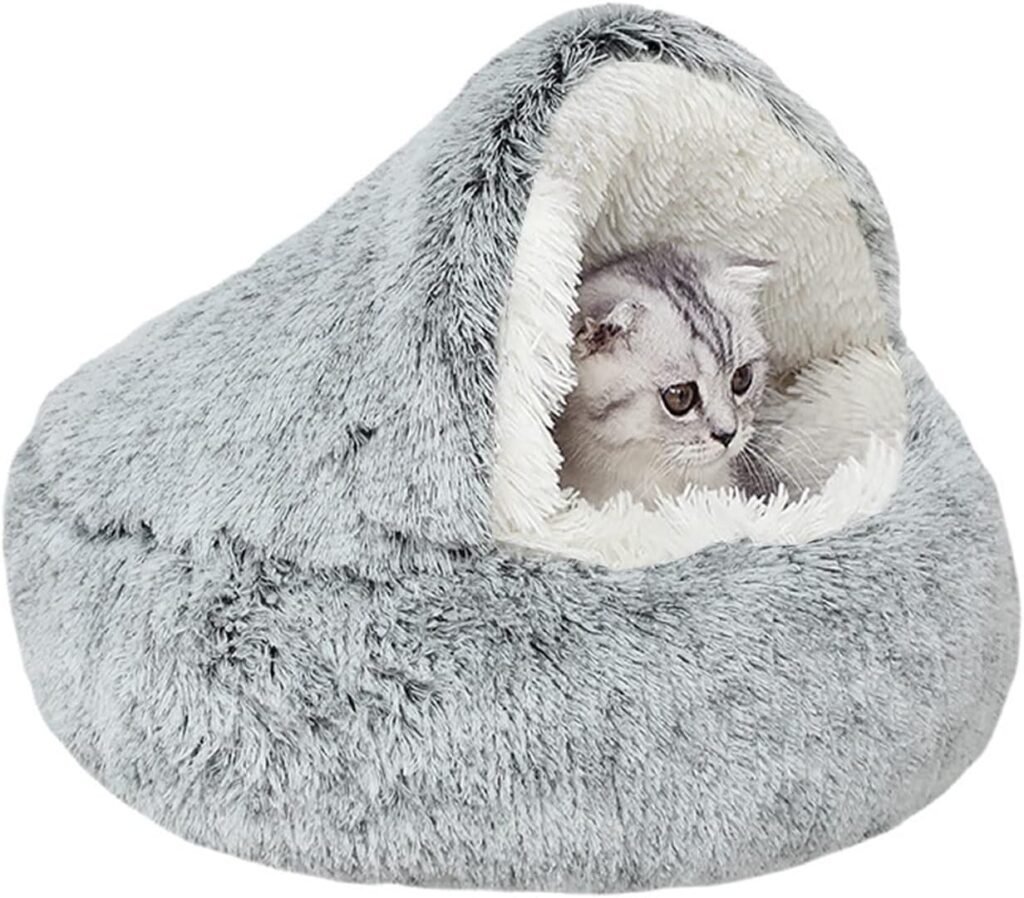 Huisdierbed voor katten met pluche kussen, angstverlichtend ontwerp en duurzaam materiaal