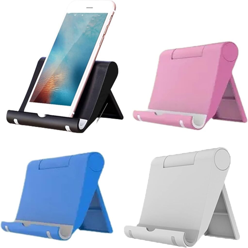 Verstelbare opvouwbare tabletstandaard roze blauw voor smartphone en tablet