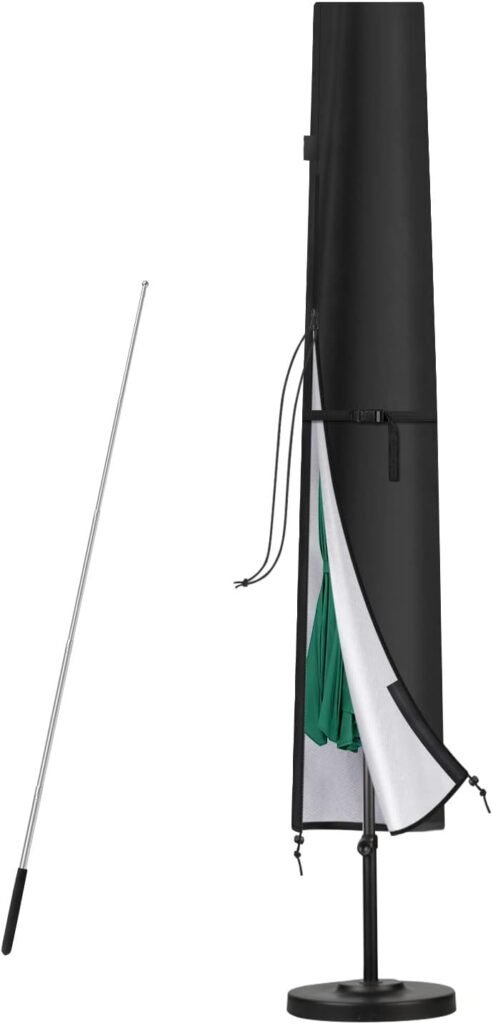Beschermhoes voor zweefparasol met ritssluiting en opbergtas zwart 190 x 30-50 cm