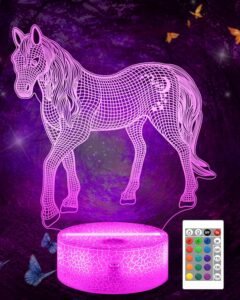3D Illusie Nachtlamp Paardenmotief – LED Nachtlamp met Afstandsbediening en Kleurverandering – Slaapkamerdecoratie voor Sfeer en Ontspanning