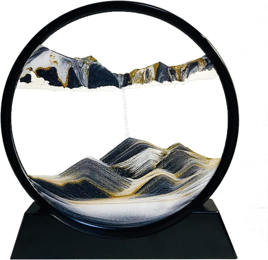 Bewegende zandloper met dynamische zandkunst en houten frame voor interieurdecoratie