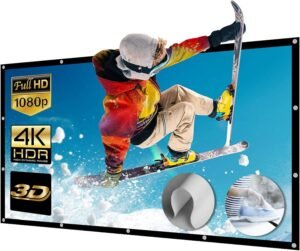 Draagbaar projectiescherm 150 inch 16:9, kreukvrij en wasbaar, voor Full HD 3D 4K thuisbioscoop en buitencinema