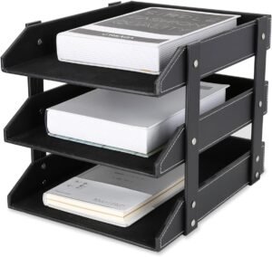 Leren brievenbakje met lades A4 bureau organizer