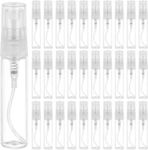 Hervulbare mini spuitflessen set met 30 transparante reisflesjes en etui
