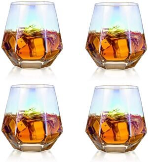 Diamant whiskey tumbler set met gekantelde whiskeyglazen voor een luxe drinkervaring