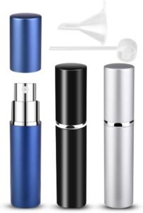 Verstuiverflessen Set – Hervulbare Reisflessen voor Parfum en Cosmetica – Navulbare Spuitflessen – 3 Stuks 5 ml Donkerblauw