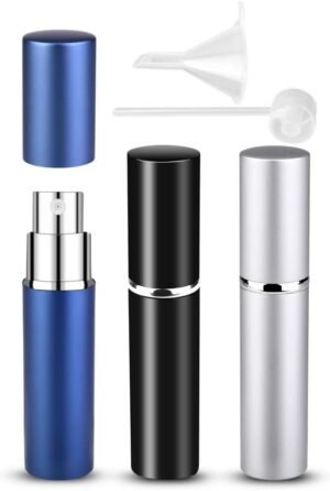 Hervulbare verstuiverflessen voor parfum en cosmetica, 5 ml, donkerblauw, set van 3