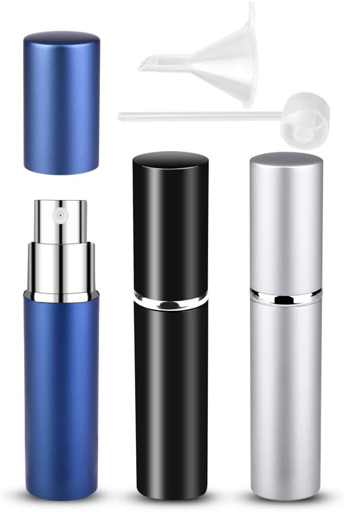 Hervulbare verstuiverflessen voor parfum en cosmetica, 5 ml, donkerblauw, set van 3