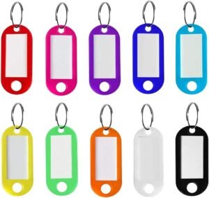 Sleutelhangers met verwisselbaar label, 10 stuks in 10 kleuren voor hotel, kantoor en bagage