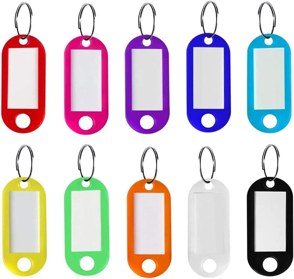 Sleutelhangers met verwisselbaar label, 10 stuks in 10 kleuren voor hotel, kantoor en bagage