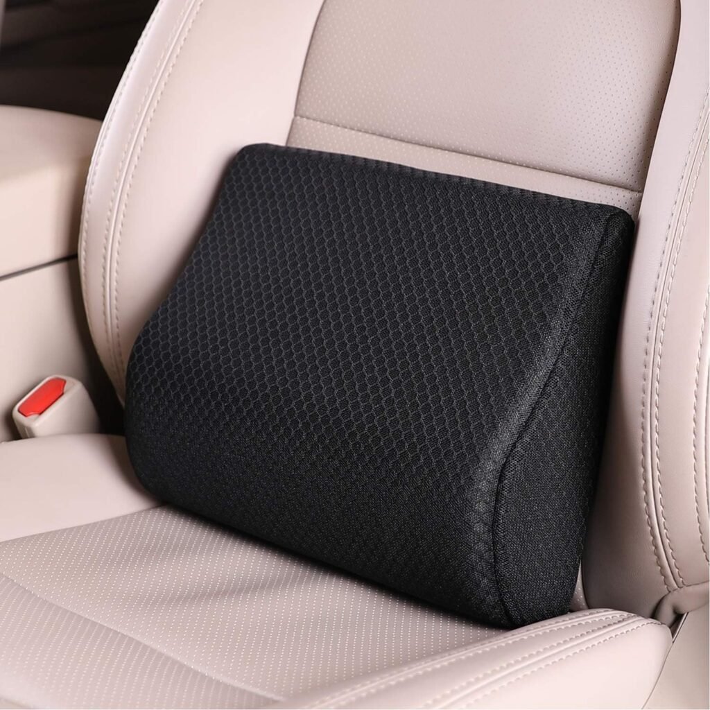 Memory foam lumbale ondersteuningskussen zwart voor auto en thuis