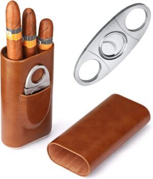 Leren 3-vinger sigarenhoes voor 3 sigaren met magnetische sluiting