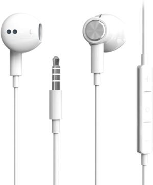 Bedrade in-ear oortelefoon met microfoon wit voor handsfree bellen