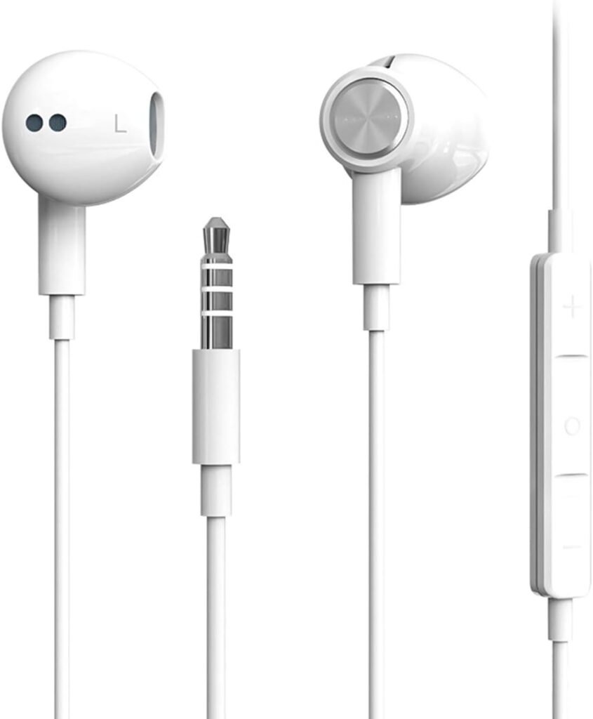 Bedrade in-ear oortelefoon met microfoon wit voor handsfree bellen