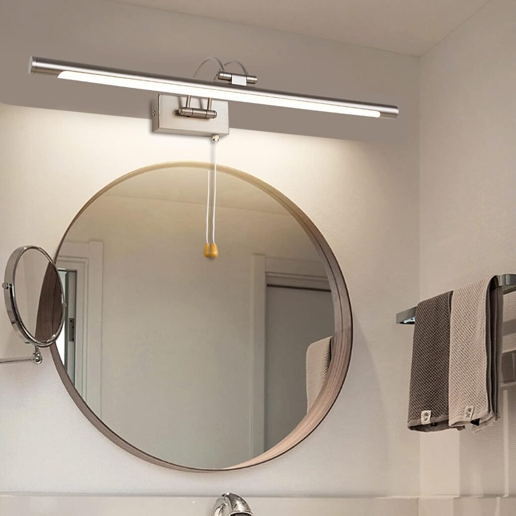 Moderne badkamerspiegellamp met LED-verlichting en trekschakelaar, waterdicht design
