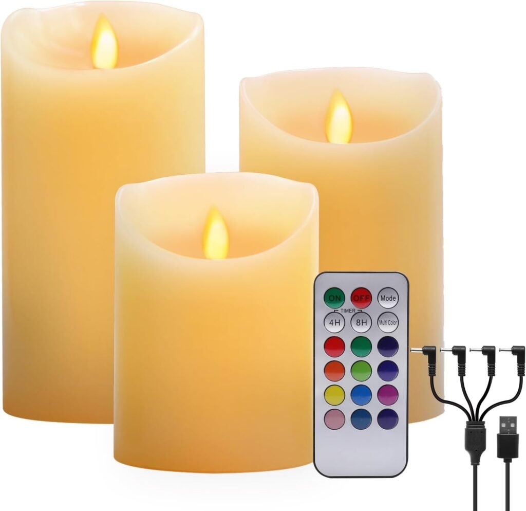 Herlaadbare LED kaarsen, dimbaar, set van 3 voor decoratieve verlichting thuis, tijdens feest en kerst