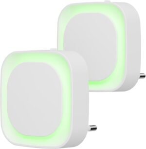 Nachtlicht stopcontact met schemersensor 2 stuks groen met 3 lichtstanden