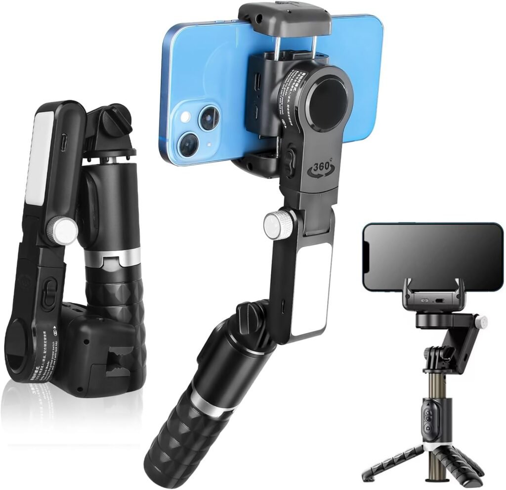 Smartphone gimbal stabilizer met Bluetooth, draagbare anti-shaking gimbal voor stabiele smartphonevideo’s en handsfree bediening.