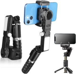 Smartphone gimbal stabilizer met Bluetooth, draagbare anti-shaking gimbal voor stabiele smartphonevideo’s en handsfree bediening.