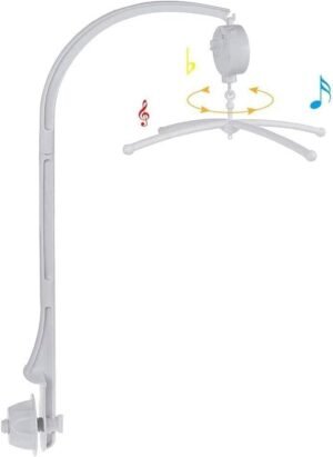 Babybed muziekmobiel houder met verstelbare arm voor baby’s en peuters