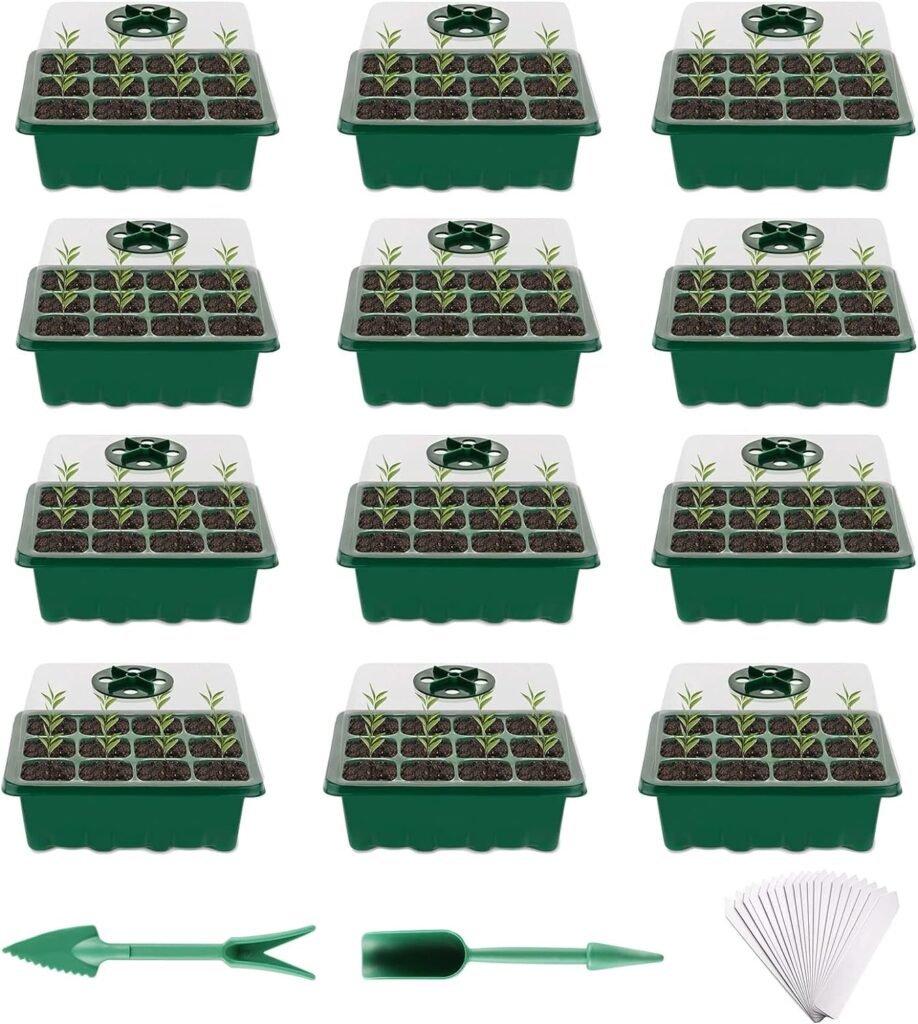 Plantenbak met verstelbare koepeldeksels 74x44 cm met zaaitray voor plantenzaden, groente en bloemen