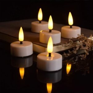 LED theelichtjes op batterijen set van 12 met warm wit flikkerend licht