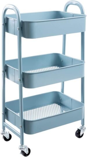 Ruimtebesparende opbergtafel met wielen voor keuken, badkamer en kantoor