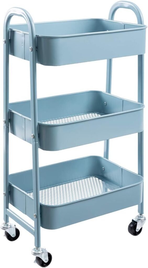 Ruimtebesparende opbergtafel met wielen voor keuken, badkamer en kantoor
