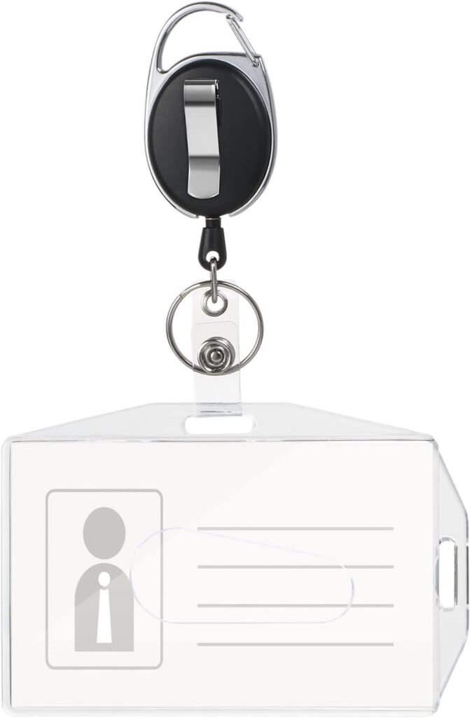 Transparante ID-kaarthouder met trekkoord voor identiteitskaart, horizontale badgehouder