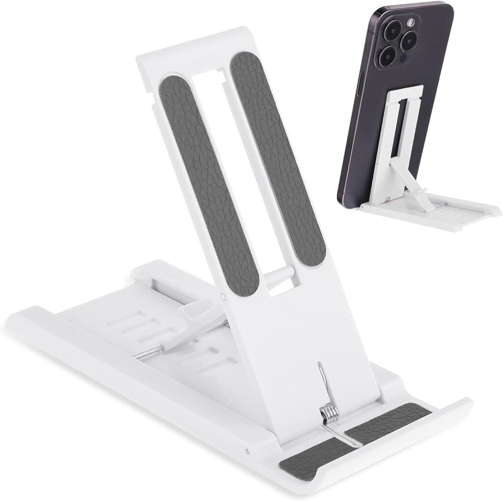 Verstelbare zwarte telefoonstandaard voor bureau, handsfree smartphonehouder
