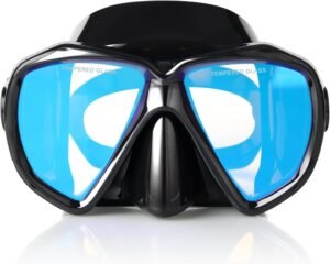 Volwassen snorkelmasker met neusbedekking, anti-fog gehard glas en siliconen duikbril