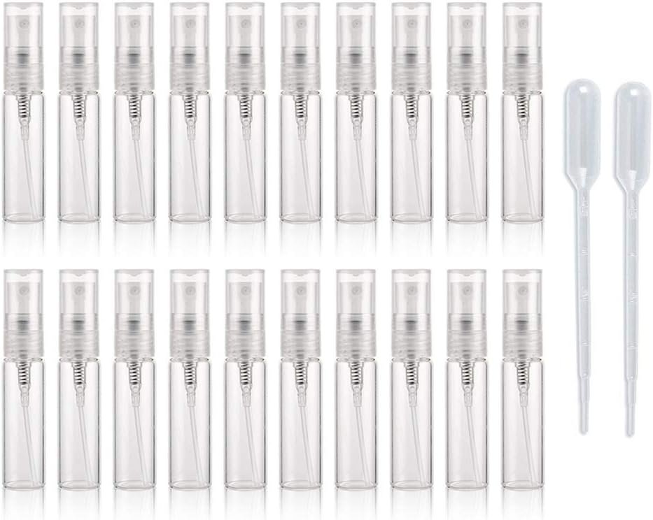 Hervulbare parfumflessen set voor reizen met 20 transparante, lekvrije en herbruikbare parfumverstuivers