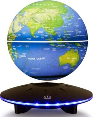 zwevende wereldbol met magnetische levitatie en LED-verlichting