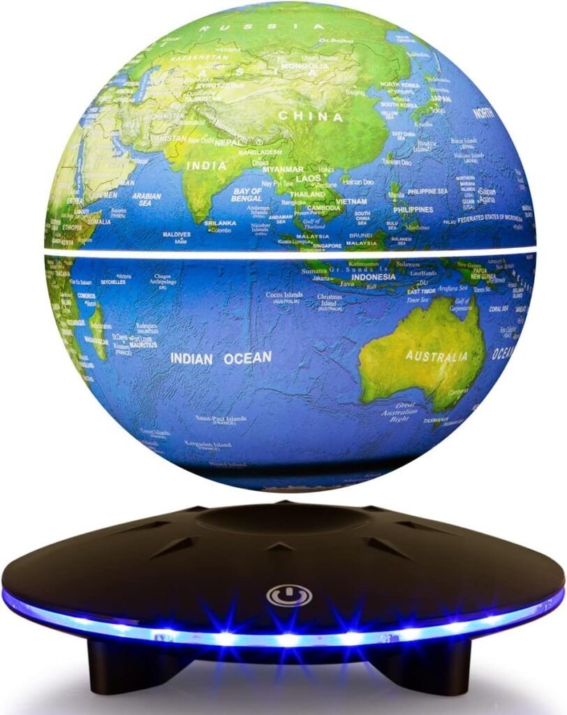 zwevende wereldbol met magnetische levitatie en LED-verlichting