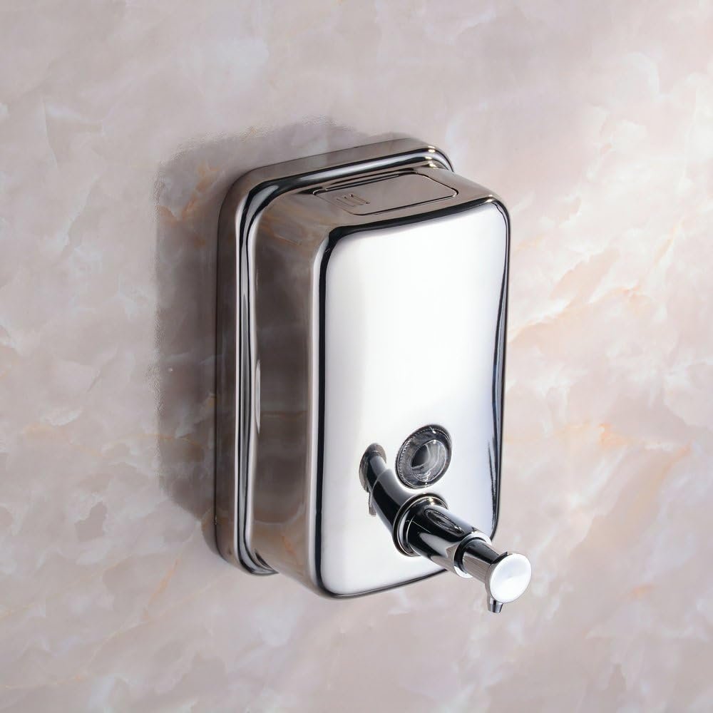 RVS zeepdispenser voor wandmontage met hoogglans afwerking voor badkamer en keuken
