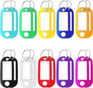 Sleutelhangers met Beschrijfbare Etiketten – Verwisselbare Labels voor Sleutelorganisatie – Gemakkelijk Sleutels Identificeren – Label Sleutelhangers