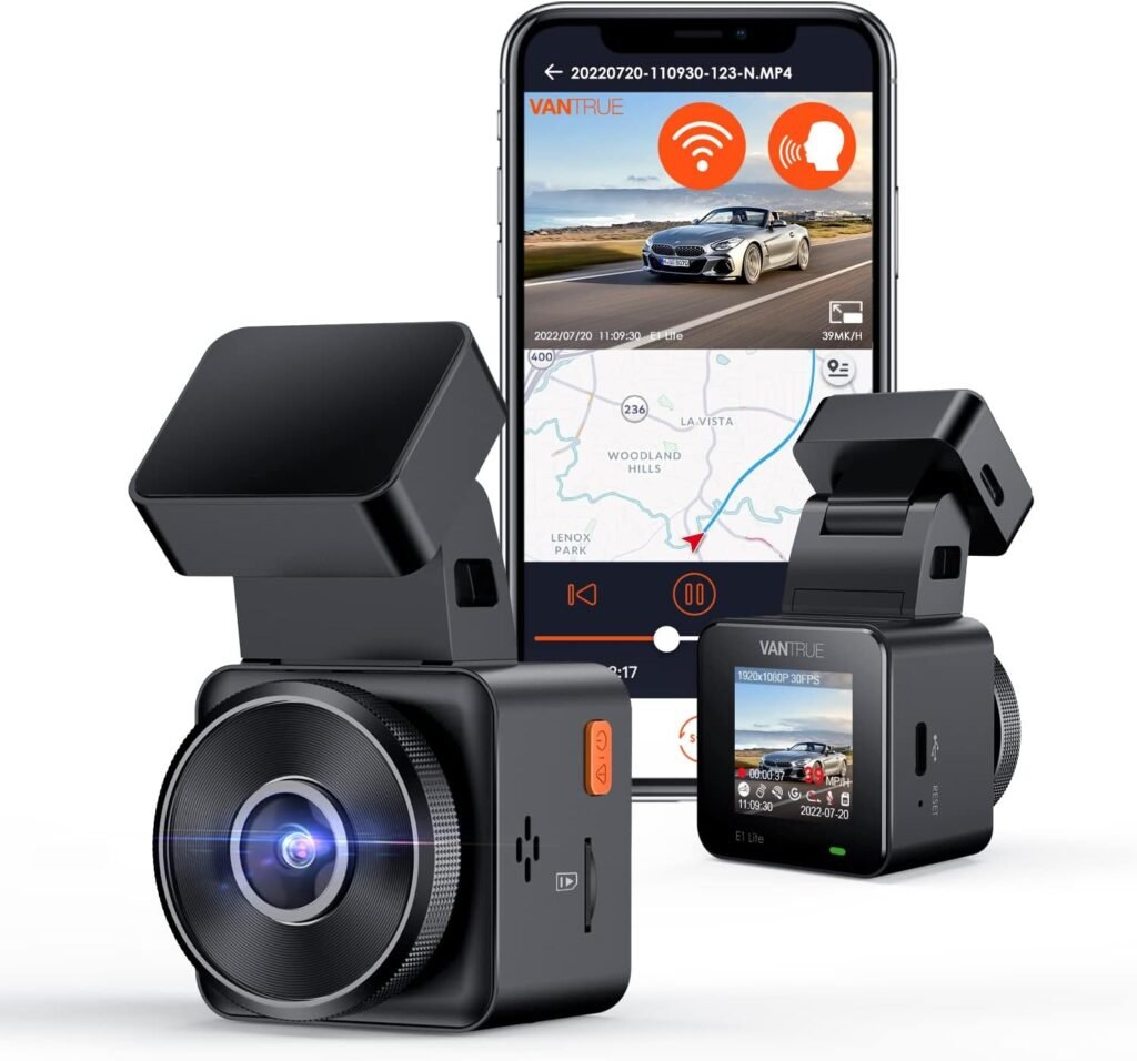 Dashcam 1080p met spraakbesturing, parkeerbewaking en 170 graden kijkhoek