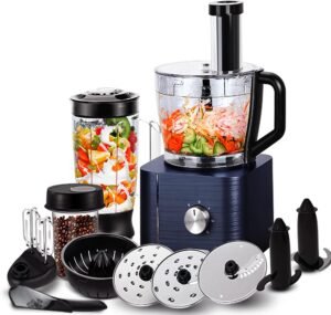 Foodprocessor – Keukenmachine voor Voedselbereiding – Inclusief Snijbladen en Kneedhaak – Compact Ontwerp