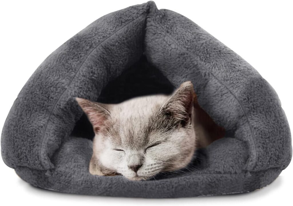 Kattenbed donkergrijs, zacht en machinewasbaar met antislip onderkant, 74 x 44 cm