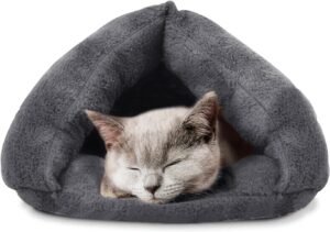 Kattenbed donkergrijs, zacht en machinewasbaar met antislip onderkant, 74 x 44 cm