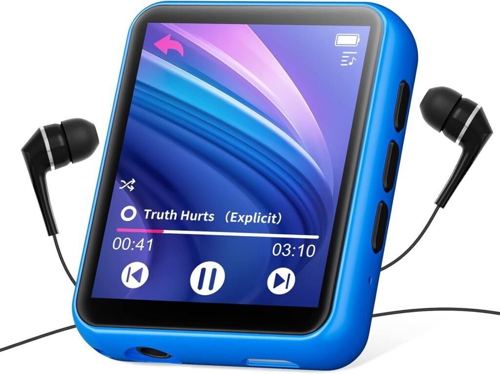 Bluetooth MP3-speler 32GB met touchscreen, ingebouwde luidspreker en FM-radio, blauw