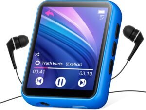 Bluetooth MP3-speler 32GB met touchscreen, ingebouwde luidspreker en FM-radio, blauw