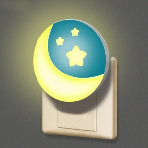 Nachtlampje voor kinderen met maanmotief en schemersensor – sterrenhemelverlichting voor in het stopcontact