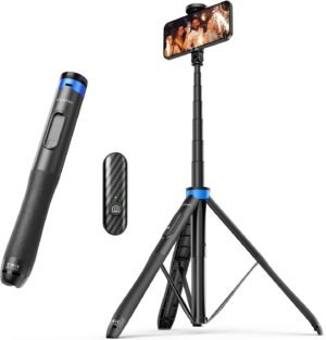 Uitschuifbaar smartphone statief met Bluetooth afstandsbediening, 360° rotatie en 1,3 m hoogte