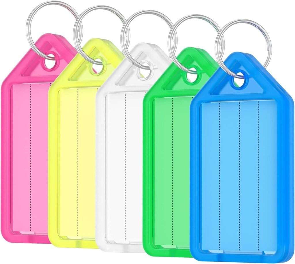 Sleutel identificatie labels met transparante hoesjes set 40 stuks