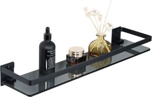 Wandplank Matzwart RVS 50 cm – Badkamerplank met Wandbevestiging – Opbergplank voor Badkamer – Roestvrij Staal