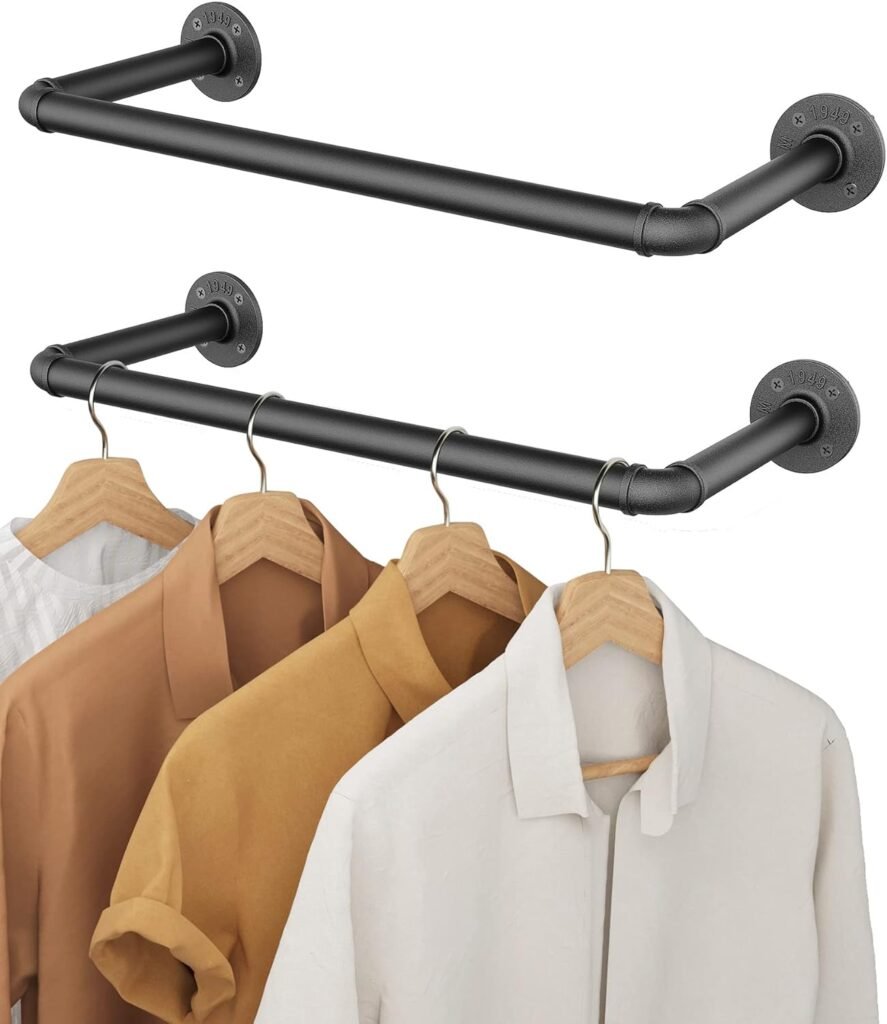 Industriële kledingstang zwart 49 cm voor wandmontage