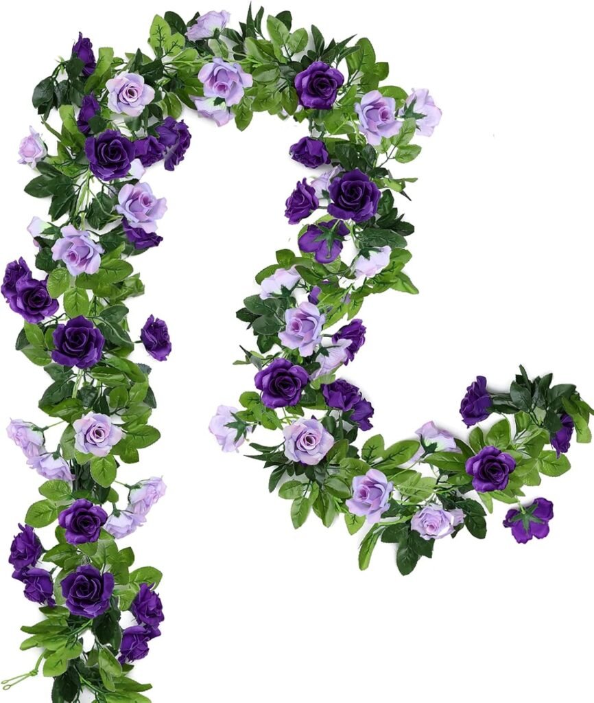 Kunstbloemenslinger Paars - Kunstmatige Klimplant voor Wanddecoratie - Hangende Bloemen - Set van 2 Stuks