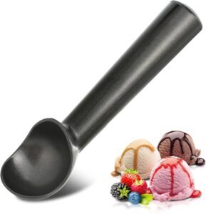 IJsschep Anti-Aanbak Aluminium – IJslepel voor Scheppen en Serveren – Koekjesdeeg Schepper – 17,81 cm Zwart